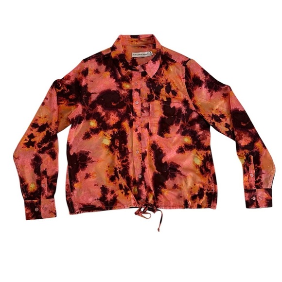Rebecca Minkoff Tie-Dye Button-Up Collared Top Shirt Sz PM - Picture 5 of 16